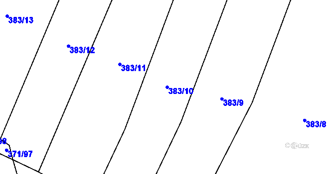 Parcela st. 383/10 v KÚ Lhota pod Radčem, Katastrální mapa