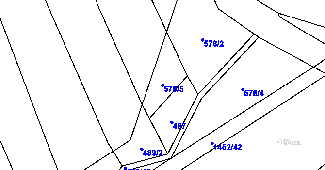Parcela st. 578/5 v KÚ Lhota pod Radčem, Katastrální mapa