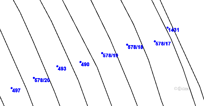 Parcela st. 578/19 v KÚ Lhota pod Radčem, Katastrální mapa
