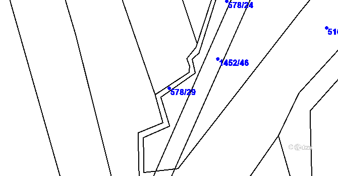 Parcela st. 578/29 v KÚ Lhota pod Radčem, Katastrální mapa