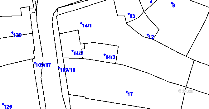 Parcela st. 14/3 v KÚ Lhota Rapotina, Katastrální mapa