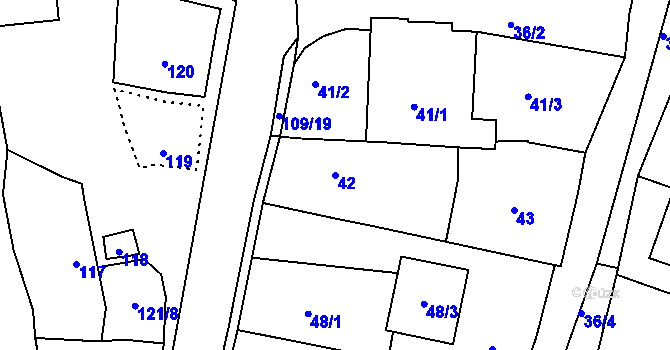 Parcela st. 42 v KÚ Lhota Rapotina, Katastrální mapa