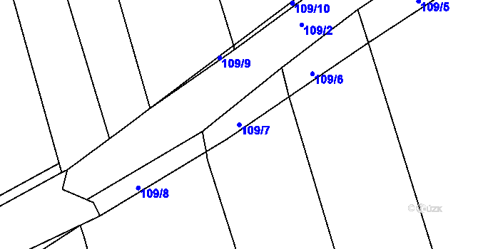 Parcela st. 109/7 v KÚ Lhota Rapotina, Katastrální mapa