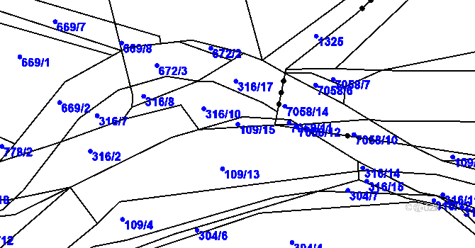 Parcela st. 109/15 v KÚ Lhota Rapotina, Katastrální mapa