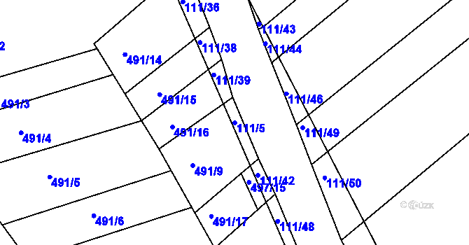 Parcela st. 111/5 v KÚ Lhota Rapotina, Katastrální mapa