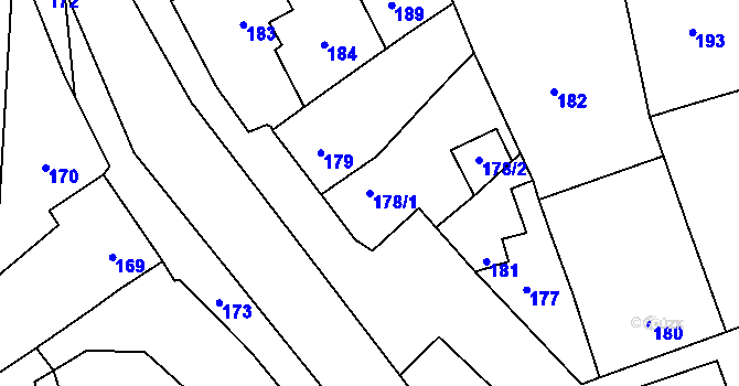 Parcela st. 178/1 v KÚ Lhota Rapotina, Katastrální mapa