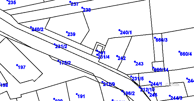 Parcela st. 241 v KÚ Lhota Rapotina, Katastrální mapa