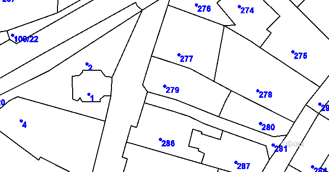 Parcela st. 279 v KÚ Lhota Rapotina, Katastrální mapa