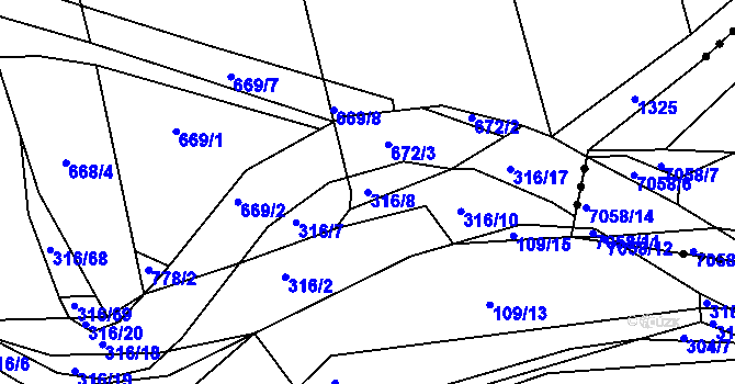 Parcela st. 316/8 v KÚ Lhota Rapotina, Katastrální mapa