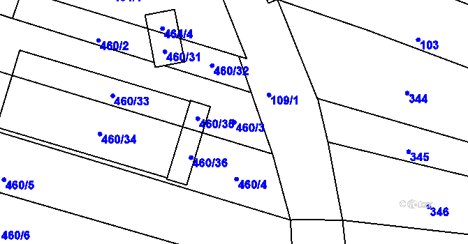 Parcela st. 460/3 v KÚ Lhota Rapotina, Katastrální mapa