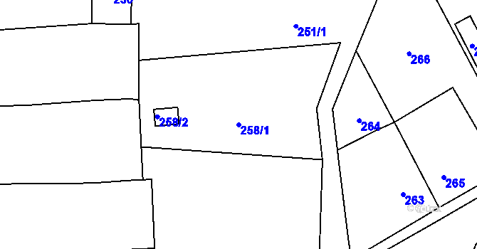 Parcela st. 258/1 v KÚ Lhota Rapotina, Katastrální mapa
