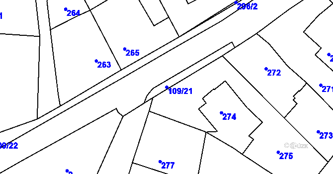 Parcela st. 109/21 v KÚ Lhota Rapotina, Katastrální mapa