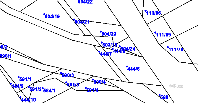 Parcela st. 444/7 v KÚ Lhota Rapotina, Katastrální mapa