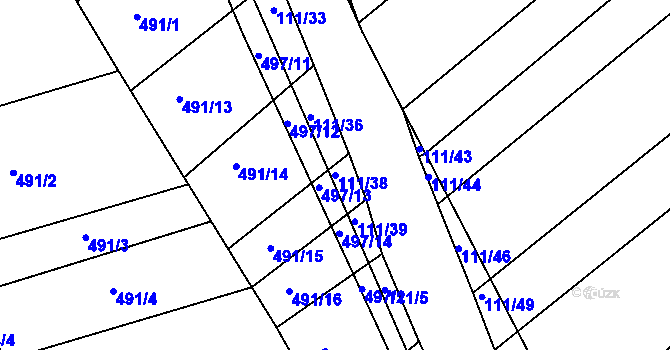 Parcela st. 111/38 v KÚ Lhota Rapotina, Katastrální mapa
