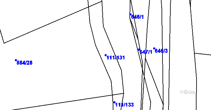 Parcela st. 111/131 v KÚ Lhota Rapotina, Katastrální mapa