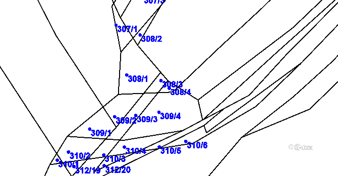 Parcela st. 308/4 v KÚ Lhota Rapotina, Katastrální mapa