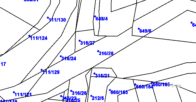 Parcela st. 316/28 v KÚ Lhota Rapotina, Katastrální mapa