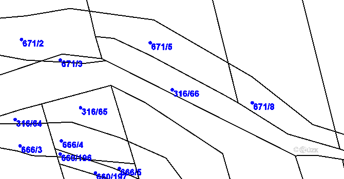 Parcela st. 316/66 v KÚ Lhota Rapotina, Katastrální mapa
