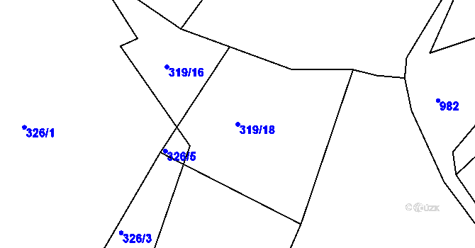 Parcela st. 319/18 v KÚ Lhota Rapotina, Katastrální mapa