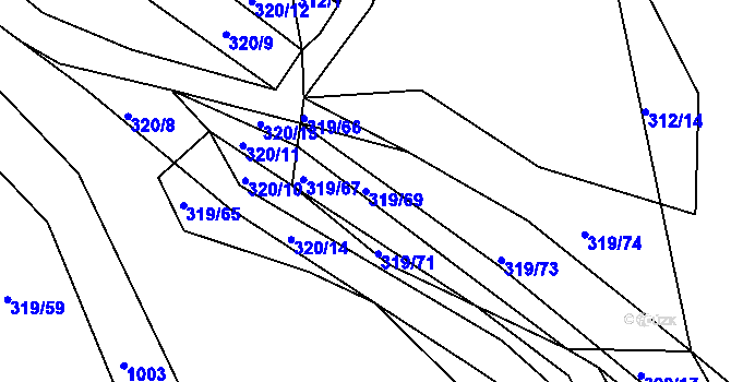 Parcela st. 319/69 v KÚ Lhota Rapotina, Katastrální mapa