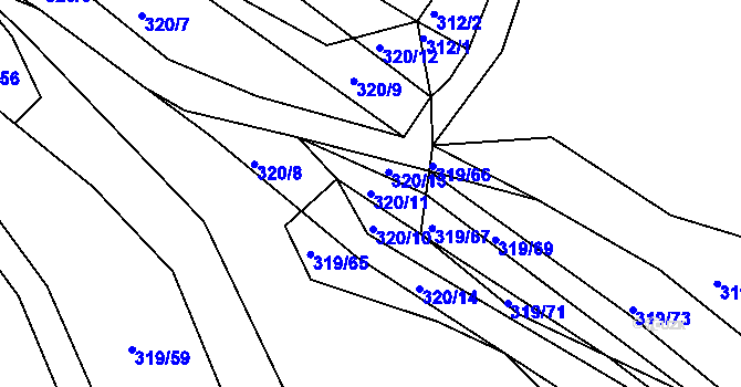 Parcela st. 320/11 v KÚ Lhota Rapotina, Katastrální mapa
