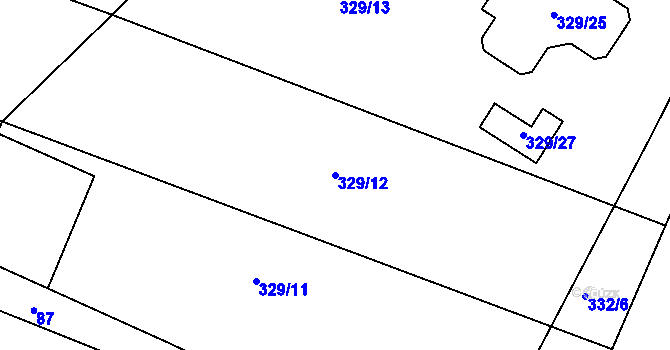 Parcela st. 329/12 v KÚ Lhota Rapotina, Katastrální mapa