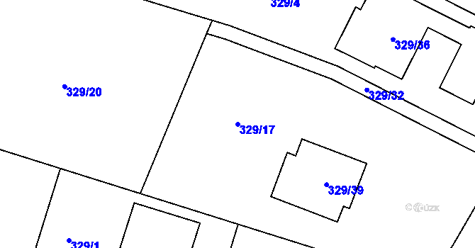 Parcela st. 329/17 v KÚ Lhota Rapotina, Katastrální mapa