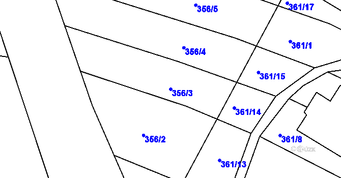 Parcela st. 356/3 v KÚ Lhota Rapotina, Katastrální mapa