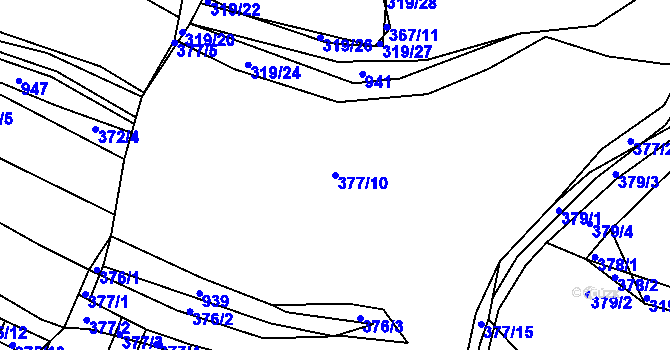 Parcela st. 377/10 v KÚ Lhota Rapotina, Katastrální mapa