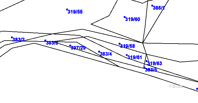Parcela st. 383/4 v KÚ Lhota Rapotina, Katastrální mapa