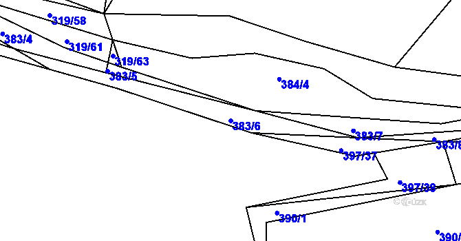 Parcela st. 383/6 v KÚ Lhota Rapotina, Katastrální mapa