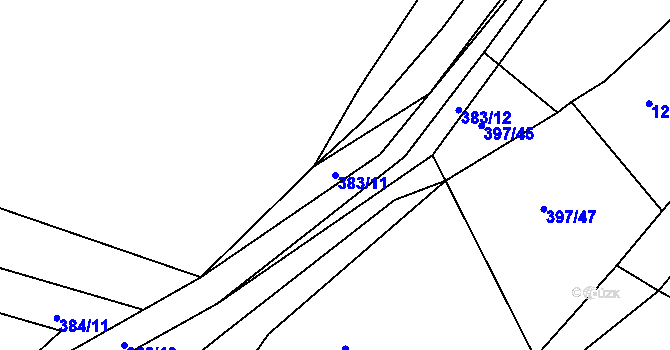 Parcela st. 383/11 v KÚ Lhota Rapotina, Katastrální mapa