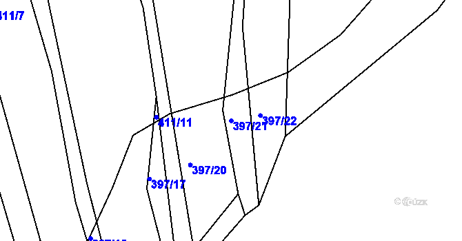 Parcela st. 397/21 v KÚ Lhota Rapotina, Katastrální mapa