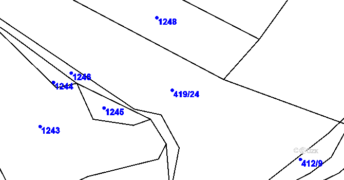 Parcela st. 419/24 v KÚ Lhota Rapotina, Katastrální mapa