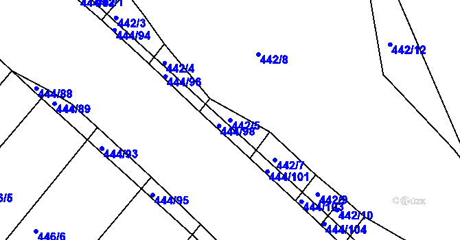 Parcela st. 442/5 v KÚ Lhota Rapotina, Katastrální mapa