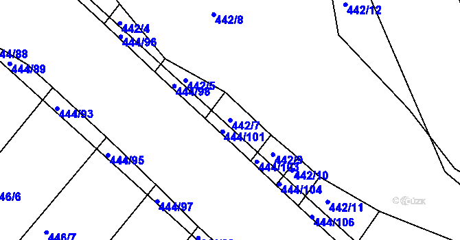 Parcela st. 442/7 v KÚ Lhota Rapotina, Katastrální mapa