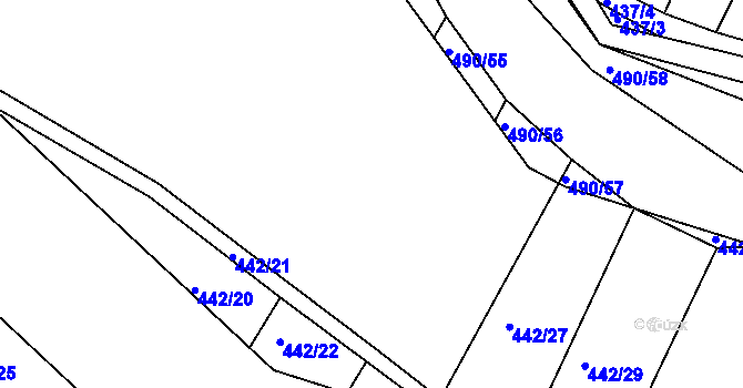 Parcela st. 442/24 v KÚ Lhota Rapotina, Katastrální mapa