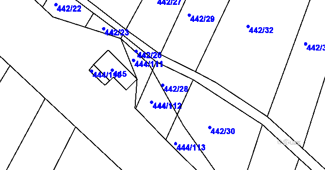 Parcela st. 442/28 v KÚ Lhota Rapotina, Katastrální mapa