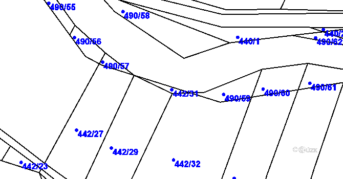 Parcela st. 442/31 v KÚ Lhota Rapotina, Katastrální mapa