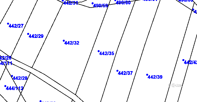 Parcela st. 442/35 v KÚ Lhota Rapotina, Katastrální mapa
