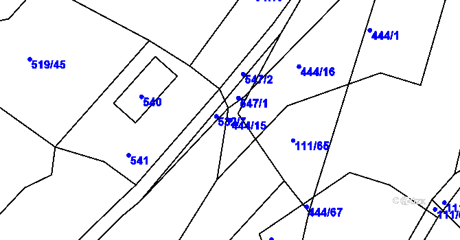 Parcela st. 444/15 v KÚ Lhota Rapotina, Katastrální mapa
