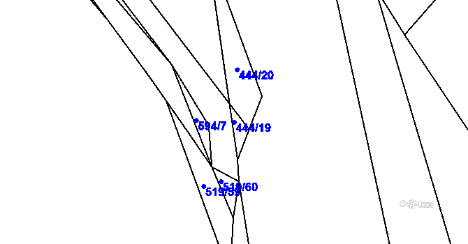 Parcela st. 444/19 v KÚ Lhota Rapotina, Katastrální mapa