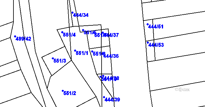 Parcela st. 444/36 v KÚ Lhota Rapotina, Katastrální mapa