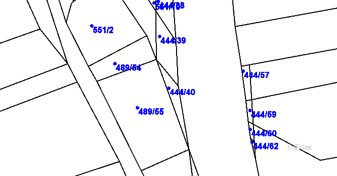Parcela st. 444/40 v KÚ Lhota Rapotina, Katastrální mapa