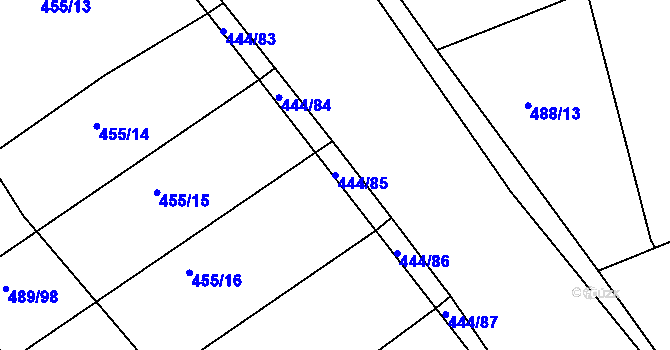 Parcela st. 444/85 v KÚ Lhota Rapotina, Katastrální mapa