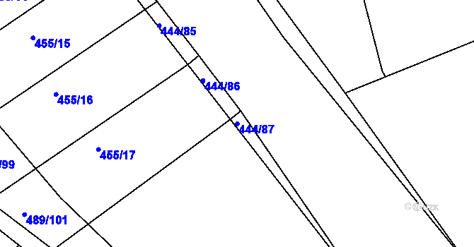 Parcela st. 444/87 v KÚ Lhota Rapotina, Katastrální mapa