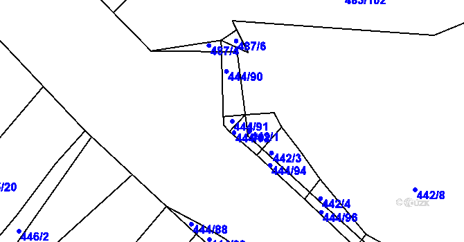 Parcela st. 444/91 v KÚ Lhota Rapotina, Katastrální mapa