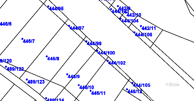 Parcela st. 444/100 v KÚ Lhota Rapotina, Katastrální mapa