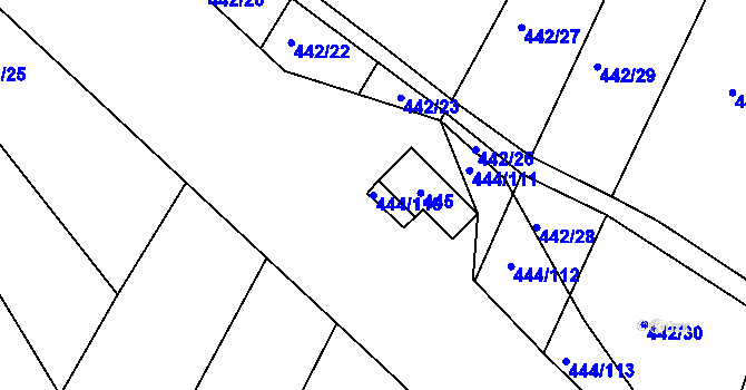Parcela st. 444/110 v KÚ Lhota Rapotina, Katastrální mapa