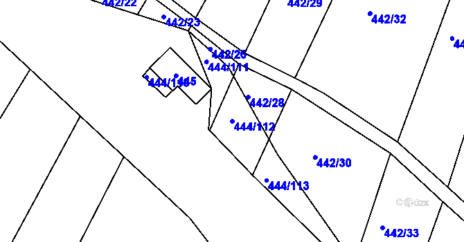 Parcela st. 444/112 v KÚ Lhota Rapotina, Katastrální mapa